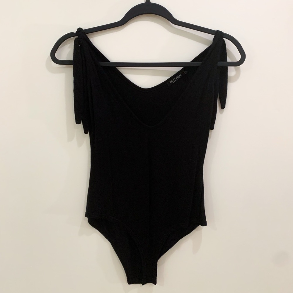 Tie-Shoulder Deep V Bodysuit (never worn)